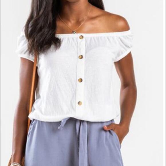 ONE STEP UP Terracotta Caroline Off The Shoulder Top - Picture 3 of 9